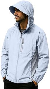 Fishing Hoodies for Men - Sun Protection Jacket Men Lightweight Full Zip Up Hoodie Jacket Breathable Sports Jackets Outwear with Multi Pockets - Outdoor Hiking,Fishing,Camping,Travel,Golf Beach