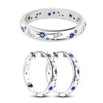 S925 Silver Rings Earring Hoop Set for Women Classic Cubic Zirconia Anniversary Wedding Bands Engagement Rings Set for Woman Girls J1/2-L1/2-N1/2-R1/2 (L 1/2)