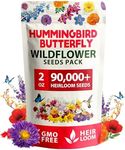 HOME GROWN 58,500+ Wildflower Seeds - Premium Birds & Butterflies Wildflower Seed Mix (2oz) Flower Garden Seeds - Bulk Wild Flowers: 23 Wildflowers Varieties of 100% Non-GMO Annual Flower Seeds