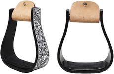 CHALLENGER 5" Wide Western Black Engraved Aluminum Horse Stirrups 51177