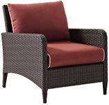 Crosley Furniture Kiawah Outdoor Wicker Arm Chair with Sangria Cushions - Brown