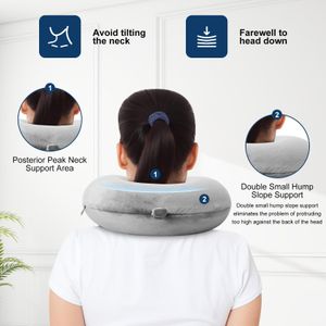kierain Memory Foam Travel Pillow – Gray Neck Support Cushion