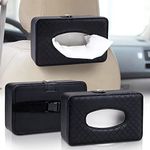 IBEQUEM Car Tissue Holder, Sun Visor Napkin Holder, PU Leather Backseat Car Tissue Case Holder, Tissue Holder Napkin Box for Universal Auto, Car Must Haves Interior Accessories (Black)