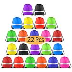 KUUQA 22 Pcs Drawstring Backpack Bag with Reflective Strip,String Backpack Bulk Cinch Sack Tote Bags for Yoga Sport Gym Traveling (11 Colors)