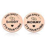 New Baby Gift for Dad Mom Decision Coins Funny New Parents Pregnancy Gift for First Time Daddy Mummy to be Christmas Birthday Baby Shower Father's Mother's Day Coin for Husband Wife Double-Sided