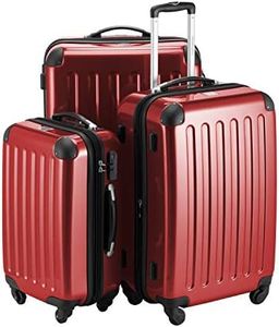 HAUPTSTADTKOFFER - Alex – Set de 3 pièces (55 cm, 65 cm, 75 cm), Valises rigide, Trolleys, 4 rudeas, Poignée télescopique|Roulettes|Extensible, Rouge