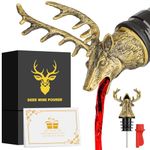 LKKCHER Deer Head Wine Bottle Pourer and Stopper Christmas Gifts Birthday Gifts Hunting Gifts for Hunters Men Dad Liquor Bottle Pourers Spout for Alcohol Spirits, Stag Gifts Wine Gifts, Bronze