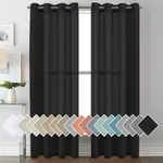 H.VERSAILTEX Linen Curtains Natural Blended Curtain Panels for Living Room/Light Reducing Linen Semi Sheer Curtains 84 inch Length 2 Panels Set Nickel Grommet Window Panels, 52" x 84", Black