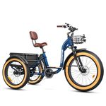 ADDMOTOR Grandtan Plus Electric Trike for Adults, 750W Rear Motor Electric Tricycle, 85MI 960Wh 26'' Fat Tire E-Trike, 450lbs, 3 Wheel Electric Bike for Seniors, Parking Brake, Differential, L-Blue