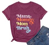 Heralady Mama Mommy Mom Bruh Shirt Women Cute Graphic Short Sleeve T-Shirt Momlife Tops PU XL Purple