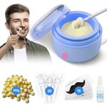 EYUYTU Nose Wax Kit for Men and Women, USB Rapid Heating Wax Warmer Kit with 100g Nose Hair Removal Wax, 30 Applicators, 10 Moustache Stencils, Painless, Easy and Quick,Blue