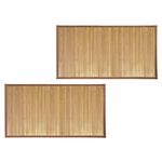 mDesign Bamboo Rectangular Spa Bath Mat Rug with Fabric Trim - Water Resistant - for Bathroom Vanity, Bathtub/Shower, Entryway - Environmentally Friendly, 21" x 34" - 2 Pack - Natural Wood Finish
