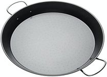 KitchenCraft World of Flavours Paella Pan, Non Stick Pan for Paella Rice and Paella Seasoning, Carbon Steel, 38.5 cm (15''), Black