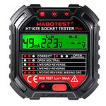 Socket Tester, Digital Circuit Breaker Detector Electric Circuit Polarity Finder Voltage Detector with Bright LCD Display Reference Chart UK, Rcd Plug Tester Mains 90-250v, HT107E