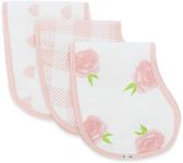 Ziggy Baby Muslin Burp Cloths, Burpy Bib Set (3 Pack) Pink Peony, Heart and Buffalo Plaid