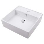 Kraus KCV-150 White Square Ceramic Bathroom Sink