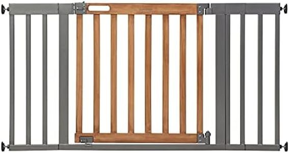 Summer West End Extra Wide Safety Pet and Baby Gate, 36"-60" Wide, 30" Tall, Pressure or Hardware Mounted, Install on Wall or Banister in Doorway or Stairway, Auto Close Door - Oak Wood and Metal