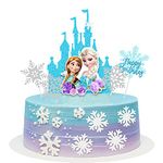 Frozen Castle Birthday Cake Topper Winter Princess Birthday Supplies Snowflake Cartoon Theme Cake Decoration For kids