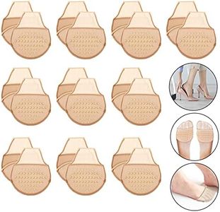 10 Pairs Women's Toe Topper Socks with Padding Pads Covers Forefoot Pads Cushions Half Socks Non Skid Reusable Protectors, Nude, 10 Pair (Pack of 1)