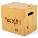 Yes4All Wood Plyo Box/Wooden Plyo Box for Exercise, MMA, Plyometric Agility – 3 in 1 Plyo Box/Plyo Jump Box (50.8/45.7/40.6) BW0X