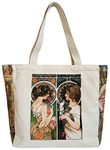 HaoHakka Canvas Tote Bag Aesthetic Vintage Cute Graphic Trendy Tote Bags with Zipper Pockets Valentines Christmas Gifts for Women Girls Her