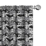 Ambesonne Bulldog Curtains, Pattern with English Bulldog European Gentleman and Punk Characters, Window Treatments 2 Panel Set for Living Room Bedroom, Pair of - 28" x 63", Grey Black