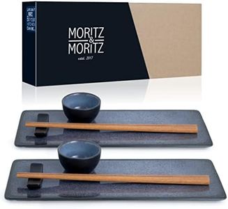 Moritz & Moritz Set di stoviglie per sushi per 2 persone - 10 pezzi - Set per servire il sushi con 3 piatti per sushi - 2x piatti per sushi, ciotola per miso, ciotoline e bacchette