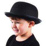 Funny Party Hats Bowler Hat - Black Derby Hat for Kids - Felt Costume Hat - One Size - Children's Unisex Headwear