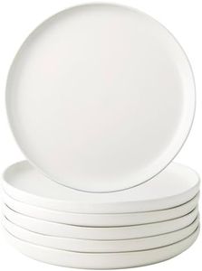 AmorArc Ceramic Dinner Salad Plates Set of 6, Wavy Rim 8.5 Inch Dish Set, The Dessert,Salad, Appetizer, Small Dinner etc Plate,Microwave, Dishwasher Safe, Scratch Resistant - Matte White