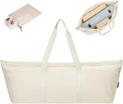 sportsnew Large Yoga Mat Bag with Shoes Compartment and Wet Pocket Ladies Pilates Gym Tote Bag with Yoga Mat Holder Strap for Women Men Workout Carrier Stuff Accessories, Beige