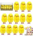 SRV Hub 12Pcs Easter Chenille Chicks, Small Chicks for Easter Bonnet Crafts, Decorative Fluffy Mini Chicks Adorable Home Beauty Chicks, 3.5cm Soft Chick Easter Bonnet Decorations