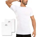 Sweatproof Undershirt Mens Modal Crew w Sweat Pads, Silver Treated to Fight Embarrassing Odor Aluminum Free Alternative 3pk, White, X-Large