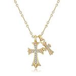 Cross Necklace 14k Gold Plated Doub