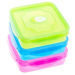 Set of 3 Sandwich Container for Lunch Boxes - Sandwich Box For Kids & Adults (Multi Color)