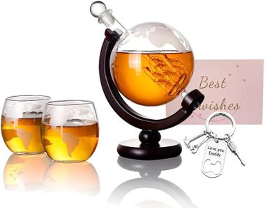 28.7oz Globe Whiskey Decanter Set with 2 Glasses, Liquor Decanter Set, Unique Christmas Birthday Gift Idea for Men Dad, Cool Christmas Stuff for Him Husband, Dispenser for Bar Drinking Party