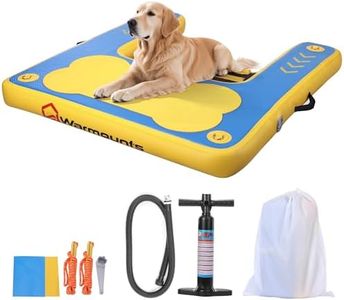 WARMOUNTS Inflatable Dog Water Ramp, Floating Dock Platform for Big Dogs (Up to 220 LBs) with Ladder, Ropes, Non-Slip Pad, High Visibility Dogs Safety Ramp for Pool, River, Boat