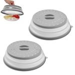 2 PCS Microwave Food Cover, Collapsible Microwave Splatter Cover, Food Cover Lid for Dishes, Splatter Guard Cover Lid, BPA Free TPR, Colander Strainer Kitchen Gadget for Food, Round with Hanging Hole