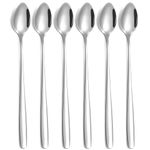 tiokin Latte Spoons Long Handle Coffee Spoons Teaspoons Set of 6 Stainless Steel 7.8Inches Tea Spoon Mixing Stirring Spoon for Latte Coffee Espresso Iced Tea Milk Shake Ice Cream Sundeas Cool Drinking