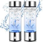 2 Pack 420ML Portable Hydrogen Water Bottle - Hydrogen Water Generator with SPE & PEM Technology, Rechargeable Portable Glass Hydrogen Water Generator Bottle (Silver)