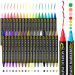 36 Colors Dual Tip Acrylic Paint Markers, Acrylic Paint Pens Paint Markers For Rock Painting Wood Canvas Plastic Metal And Stone, Acrylic Dot Markers For DIY Crafts Making Art Supplies