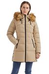 Orolay Women's Hooded Down Jacket Warm Outdoor coat for Winter Khaki M