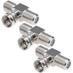 TV Cable Splitter, Antenna Splitter 2 in 1 Out 3-Pack F Type RG6 Male to 2 F Female 3 Way Coaxial Cable Splitter Coax T Connector Adapter for Video VCR Antenna TV Cable Satellite