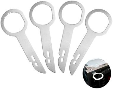 UKOFEW Autoradio Adaptateur Demontage,4 Pièces Acier Inoxydable Clé Extraction Autoradio,Outil de Déverrouillage D'autoradio Compatible Convient à la Plupart des Voitures