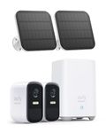eufy Security, eufyCam 2C 2-Cam Kit with Solar Panel 2W, Security Camera Wireless Outdoor, Home Security System, HomeKit Compatibility, 1080p HD, IP67, Night Vision, Motion Only Alert, No Monthly Fee
