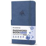 Clever Fox Password Book 2nd Edition – Hardcover Password Keeper with Laminated Alphabetical Tabs – Internet Address Notebook & Login Details Organizer Journal – 10.4x19.3cm (Smoke Blue)