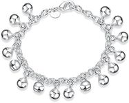 Metmejiao Charming Fashion 925 Sterling Silver Plated Bracelet Jingle Bells Bead Charm Bracelet Lady Jewelry