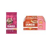 IAMS Proactive Health Dry Cat Food Adult Urinary Tract Health + IAMS Perfect Portions Healthy Wet Cat Food Adult Grain Free Pate