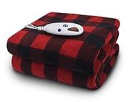 Biddeford Blankets Microplush Electric Heated Throw Blanket with Adjustable Heat Settings and Auto Shut-Off Timer, Machine Washable, Digital Controller, Throw, Black/Red Buffalo Plaid