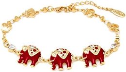 Barzel 18k Gold Plated Red Enamel Elephant Bracelet (Red)