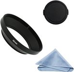 SIOTI Camera Wide Angle Metal Lens Hood + Cleaning Cloth + Lens Cap for Nikon Canon Sony Fuji Pentax Sumsung Leica Standard Thread Lens (62mm)